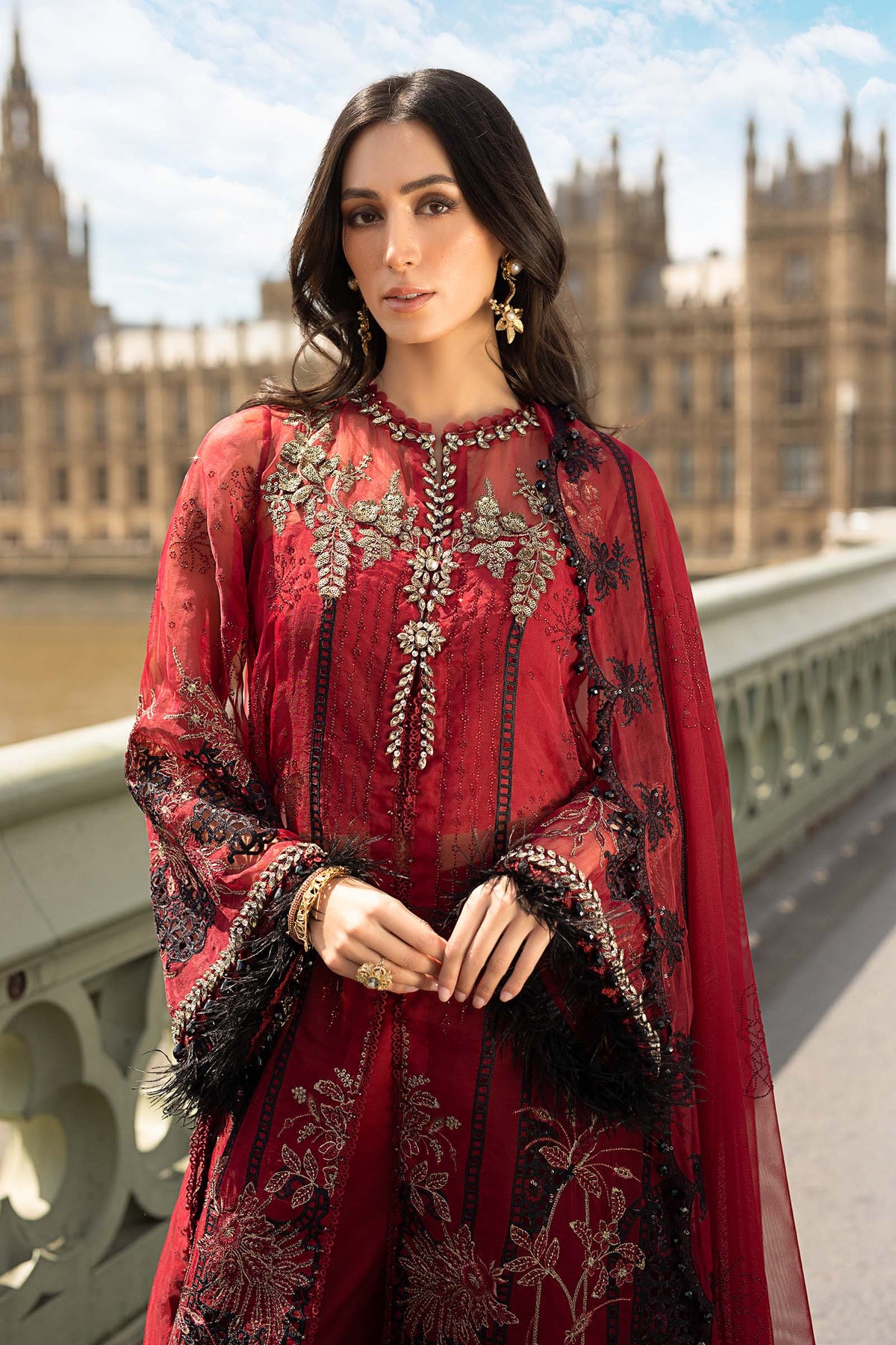 3 Piece Stitched Embroidered Organza Suit