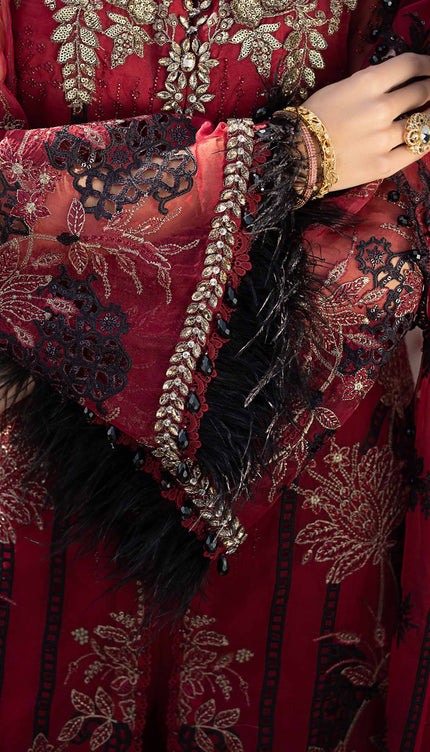 3 Piece Stitched Embroidered Organza Suit