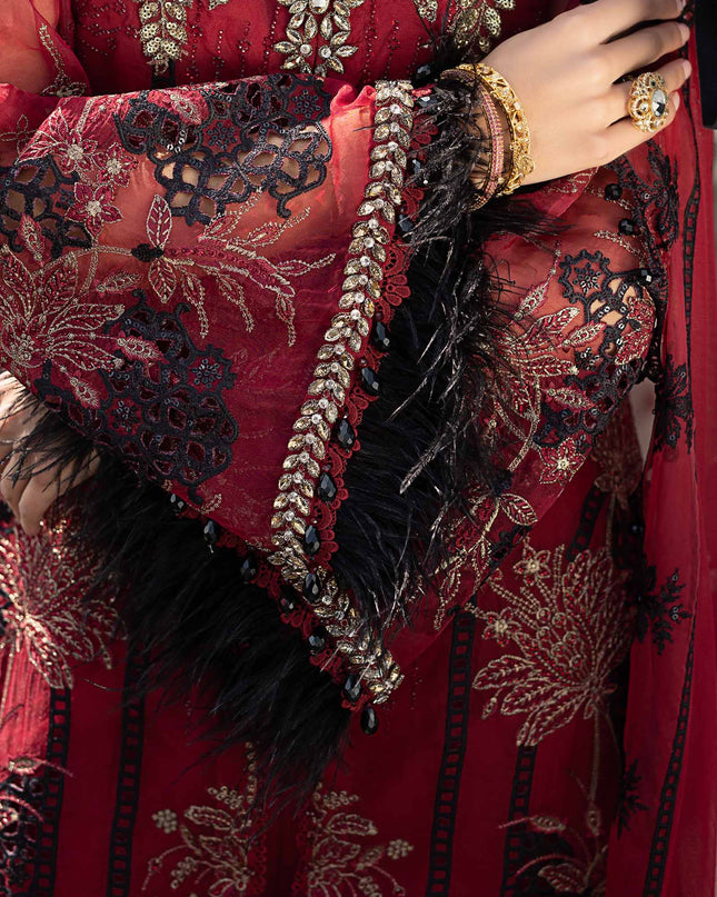 3 Piece Stitched Embroidered Organza Suit