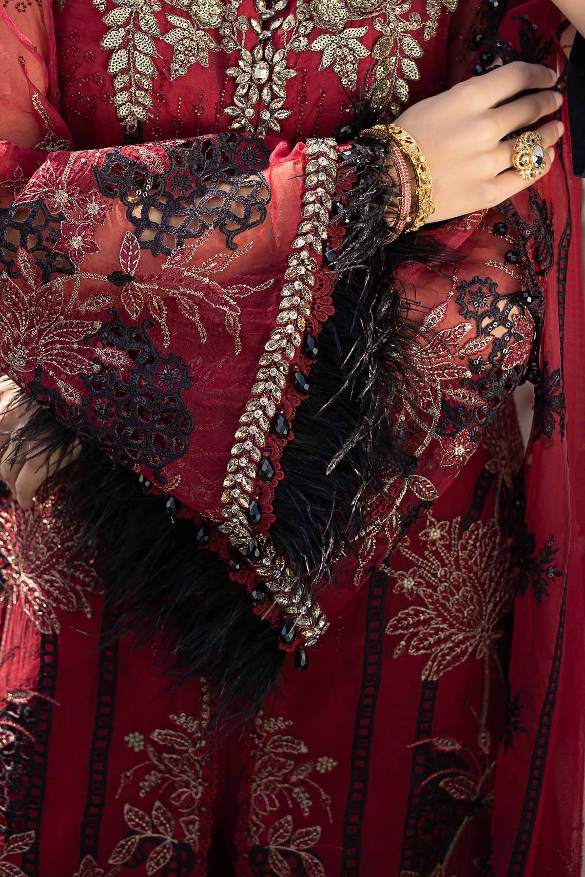3 Piece Stitched Embroidered Organza Suit