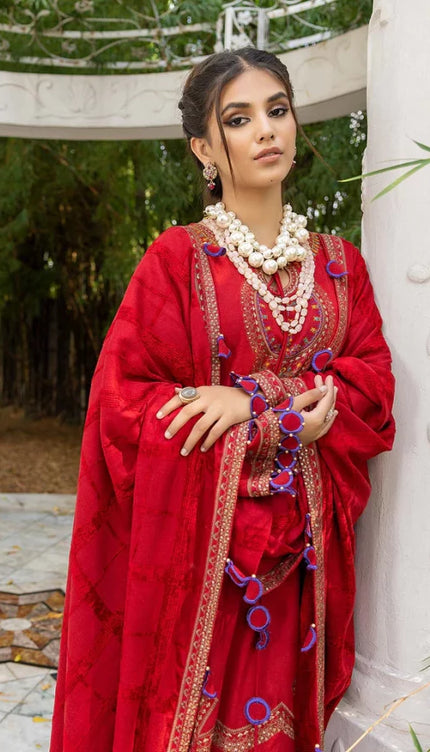 Red Embroidered Dress