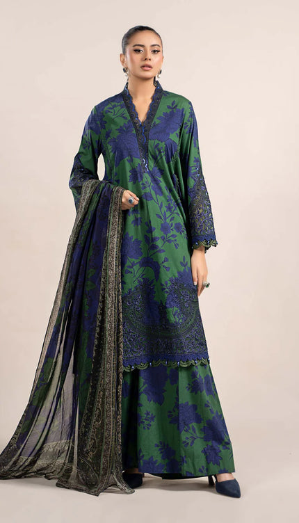 3 Piece Printed Cambric Suit | MPS-2309-B
