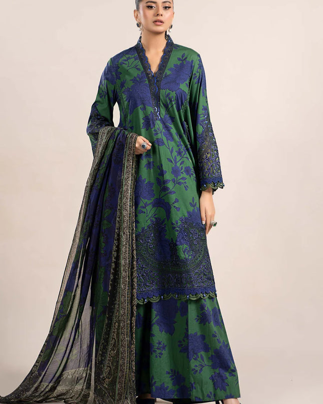 3 Piece Printed Cambric Suit | MPS-2309-B