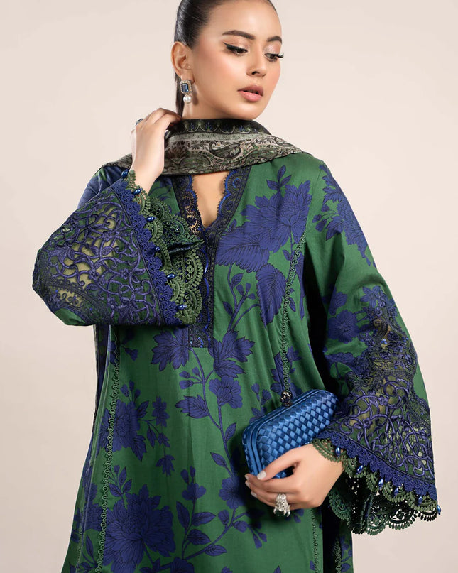 3 Piece Printed Cambric Suit | MPS-2309-B