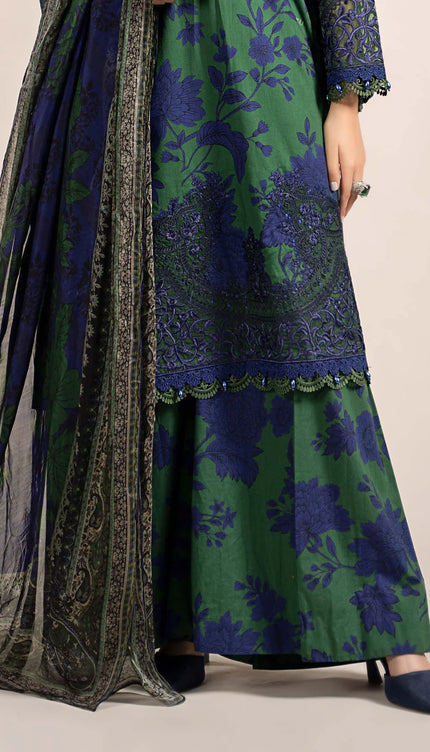 3 Piece Printed Cambric Suit | MPS-2309-B