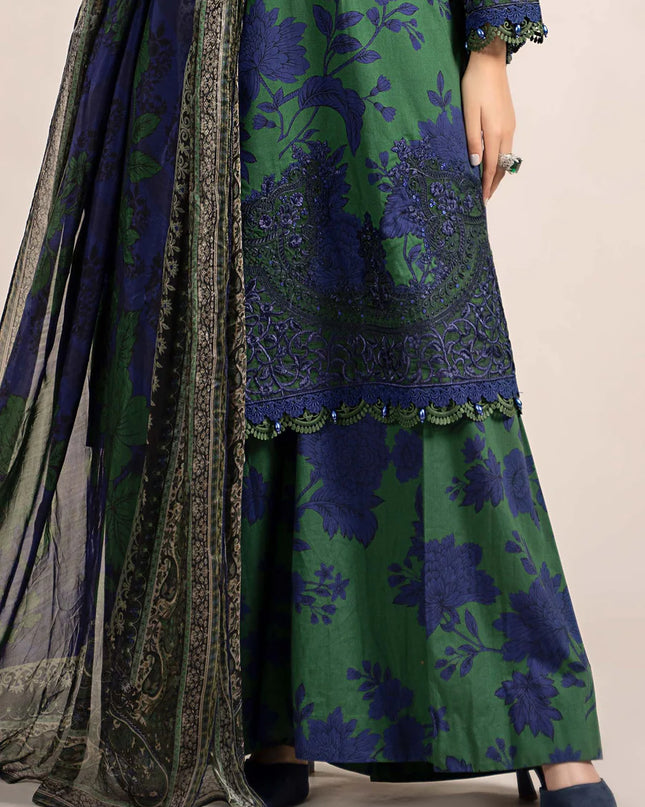3 Piece Printed Cambric Suit | MPS-2309-B