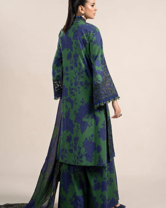 3 Piece Printed Cambric Suit | MPS-2309-B
