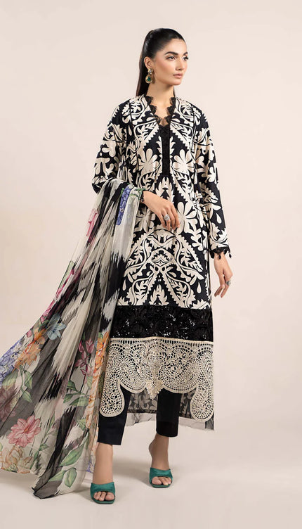 3 Piece Printed Cambric Suit | MPS-2307-B