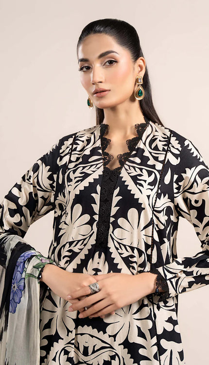3 Piece Printed Cambric Suit | MPS-2307-B