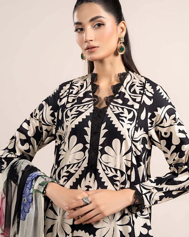 3 Piece Printed Cambric Suit | MPS-2307-B