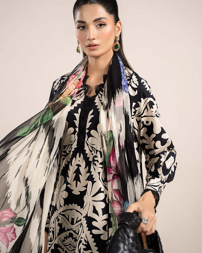3 Piece Printed Cambric Suit | MPS-2307-B