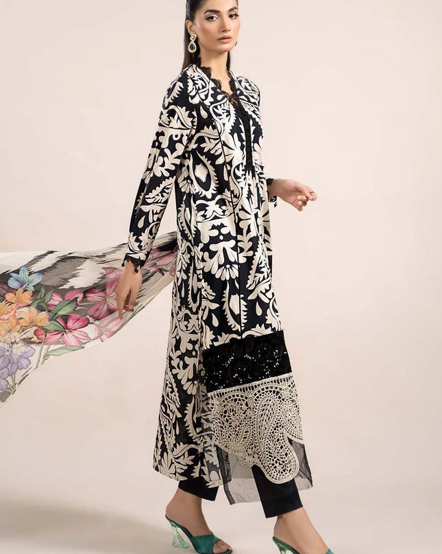 3 Piece Printed Cambric Suit | MPS-2307-B