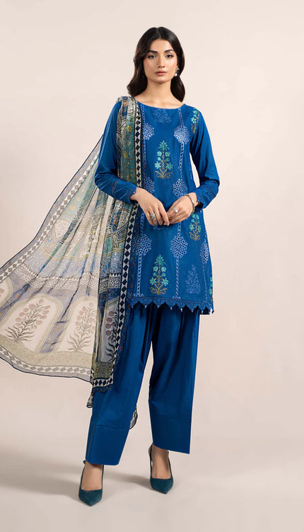 3 Piece Printed Cambric Suit | MPS-2303-A