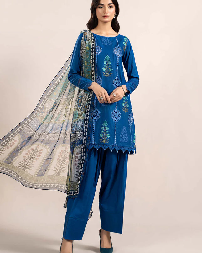 3 Piece Printed Cambric Suit | MPS-2303-A
