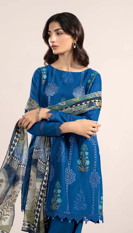 3 Piece Printed Cambric Suit | MPS-2303-A