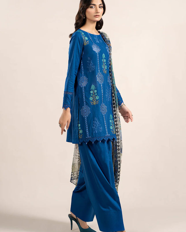 3 Piece Printed Cambric Suit | MPS-2303-A