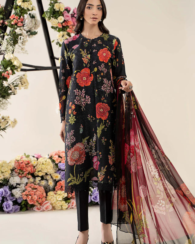 3 Piece Stitched Embroidered Lawn Suit | MPT-2607-B