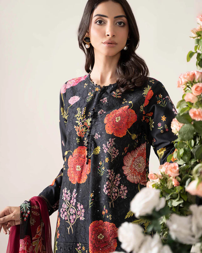 3 Piece Stitched Embroidered Lawn Suit | MPT-2607-B