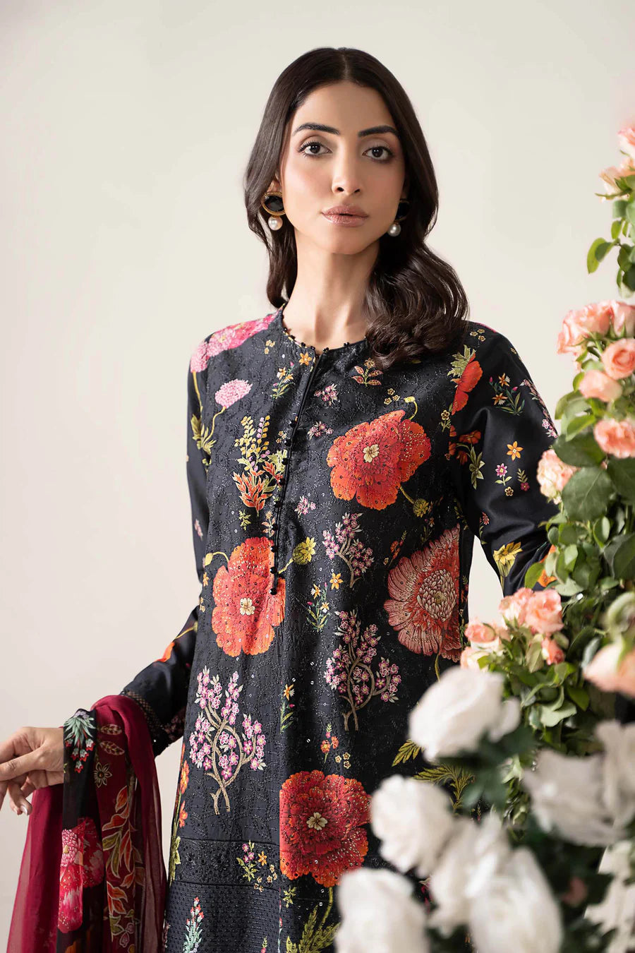 3 Piece Stitched Embroidered Lawn Suit | MPT-2607-B