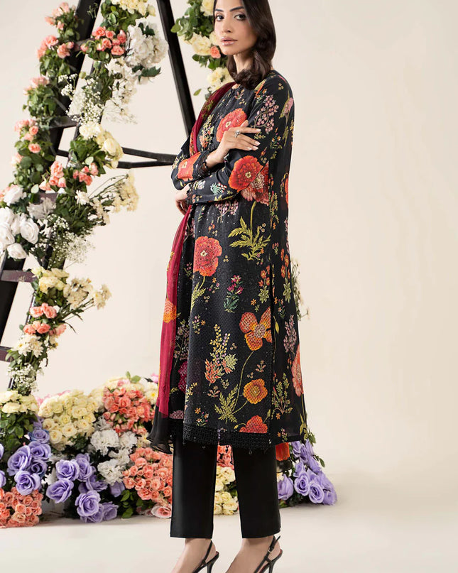 3 Piece Stitched Embroidered Lawn Suit | MPT-2607-B