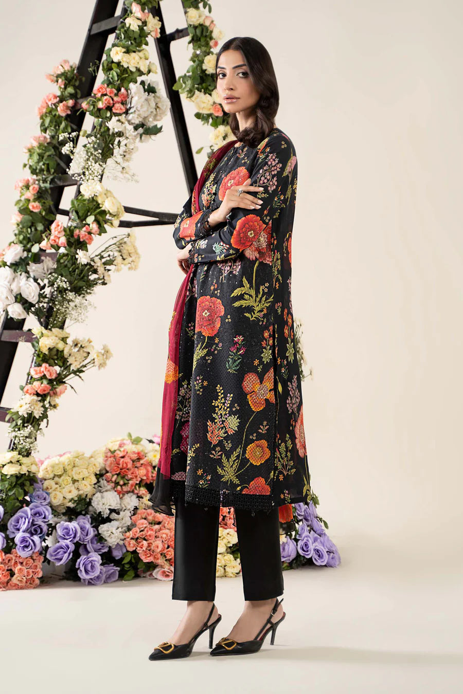 3 Piece Stitched Embroidered Lawn Suit | MPT-2607-B