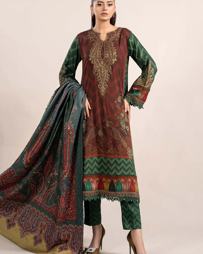 3 Piece Printed Linen Suit | MPS-2305-B