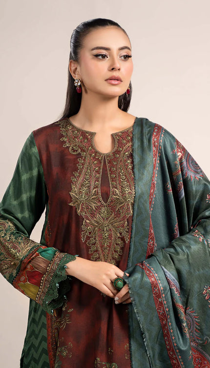 3 Piece Printed Linen Suit | MPS-2305-B