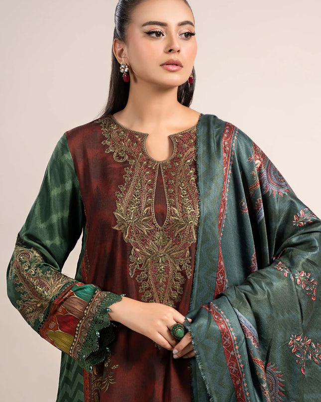 3 Piece Printed Linen Suit | MPS-2305-B