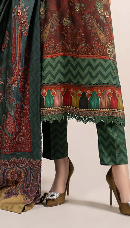 3 Piece Printed Linen Suit | MPS-2305-B