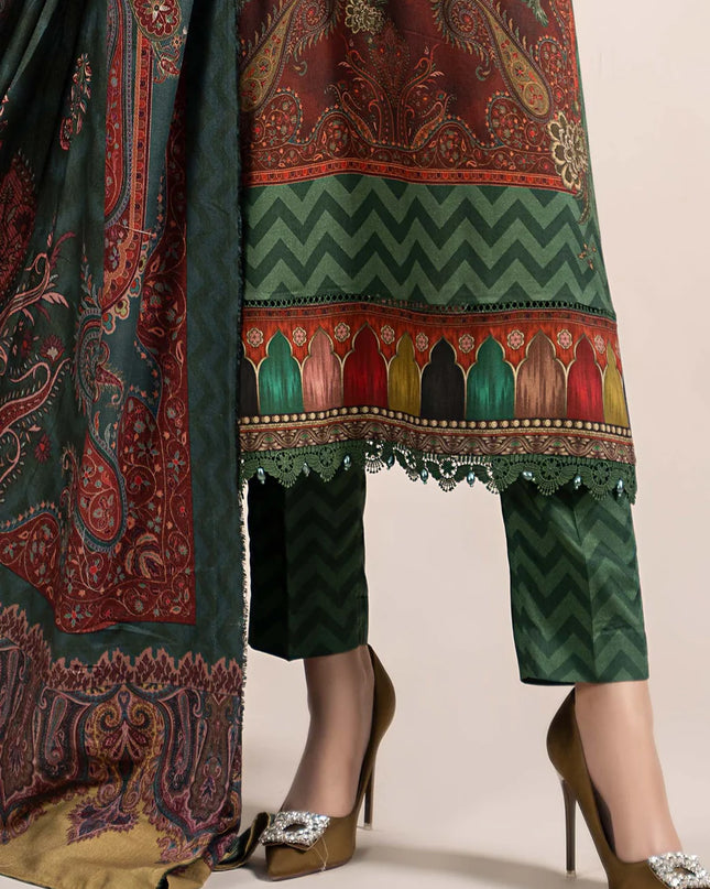 3 Piece Printed Linen Suit | MPS-2305-B