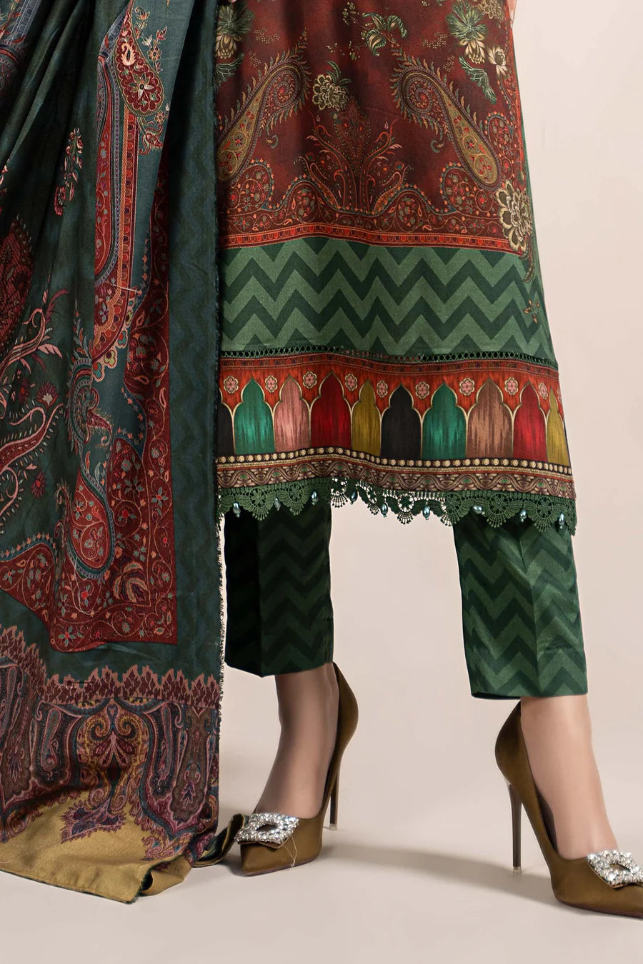 3 Piece Printed Linen Suit | MPS-2305-B