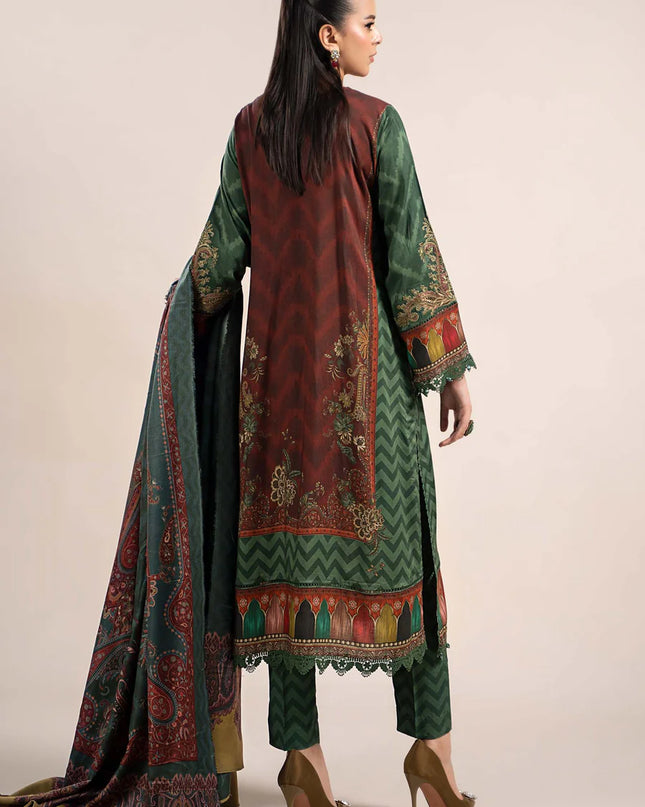 3 Piece Printed Linen Suit | MPS-2305-B