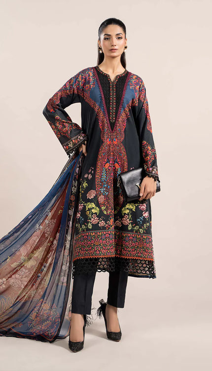 3 Piece Printed Cambric Suit | MPS-2304-B