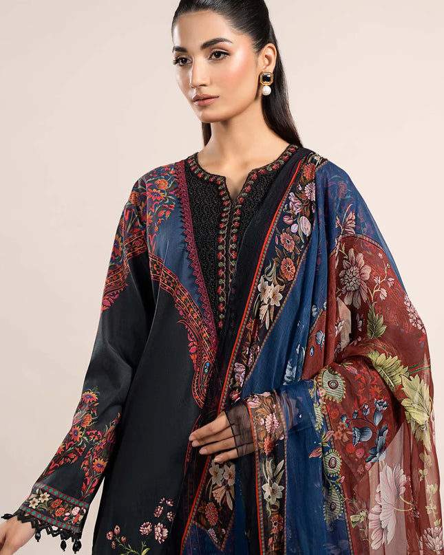 3 Piece Printed Cambric Suit | MPS-2304-B