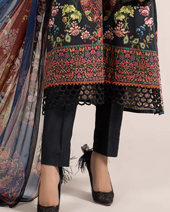 3 Piece Printed Cambric Suit | MPS-2304-B