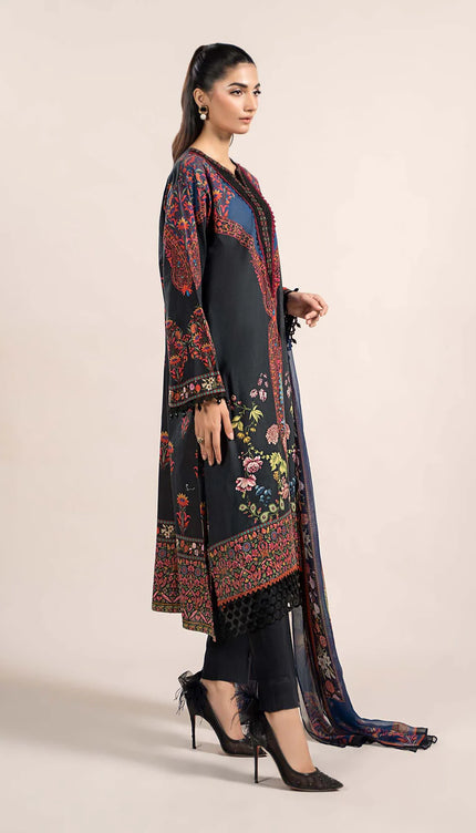3 Piece Printed Cambric Suit | MPS-2304-B