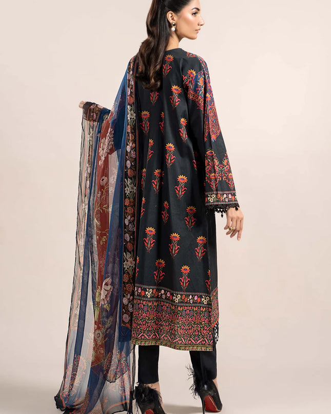 3 Piece Printed Cambric Suit | MPS-2304-B