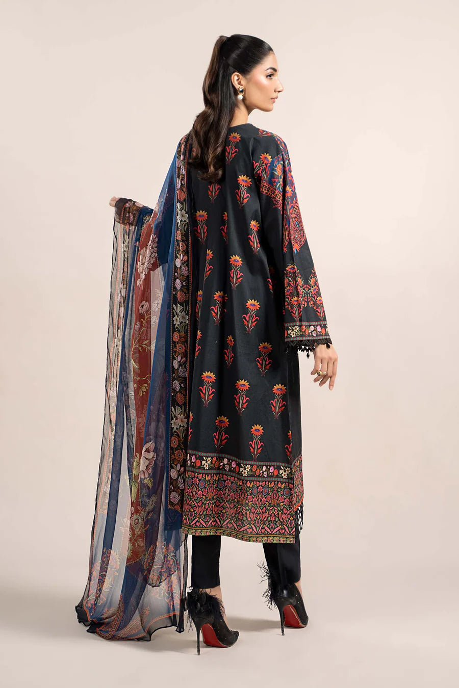 3 Piece Printed Cambric Suit | MPS-2304-B