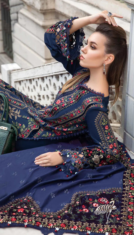 Stitched Linen | Navy Blue DL-1109