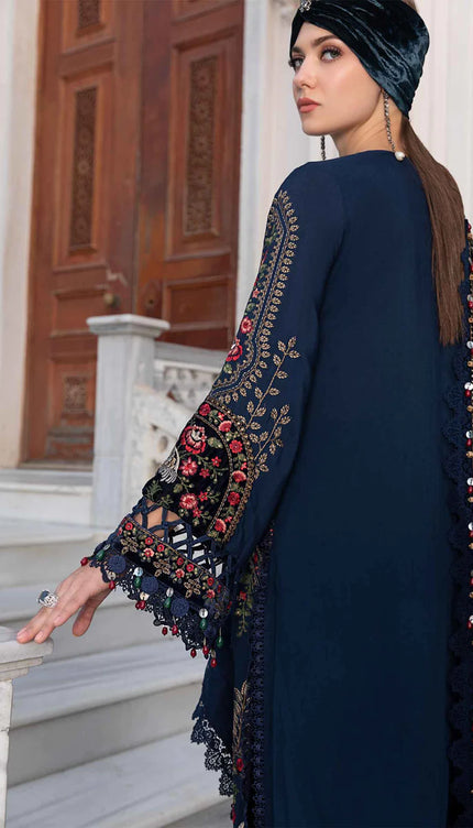 Stitched Linen | Navy Blue DL-1109