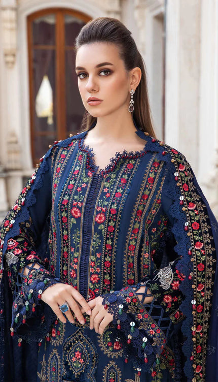 Stitched Linen | Navy Blue DL-1109