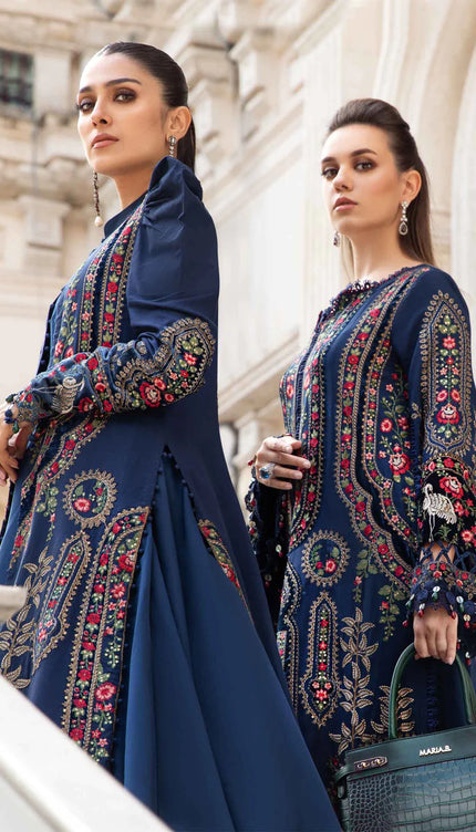 Stitched Linen | Navy Blue DL-1109