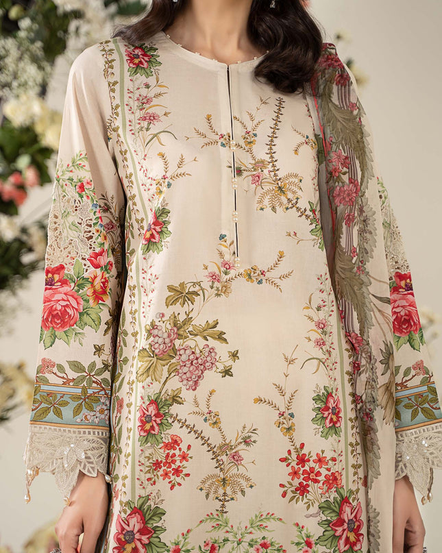 3 Piece Stitched Embroidered Lawn Suit | MPT-2605-A