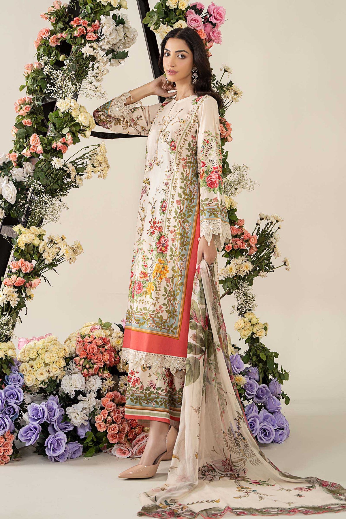 3 Piece Stitched Embroidered Lawn Suit | MPT-2605-A