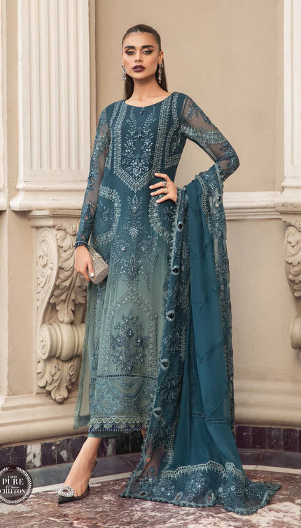 Stitched Chiffon | MPC-23-102 Teal Blue