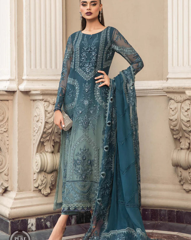 Stitched Chiffon | MPC-23-102 Teal Blue