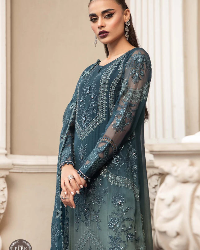 Stitched Chiffon | MPC-23-102 Teal Blue