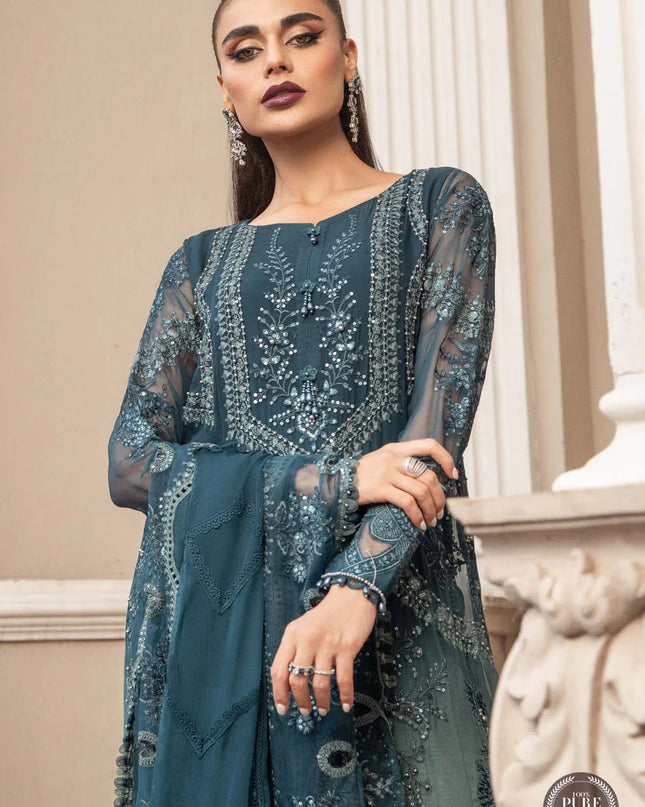 Stitched Chiffon | MPC-23-102 Teal Blue