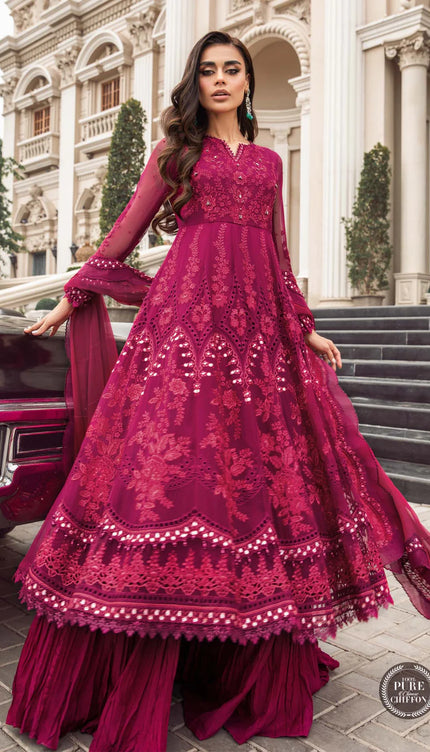 Stitched Chiffon | MPC-23-107 Magenta Pink