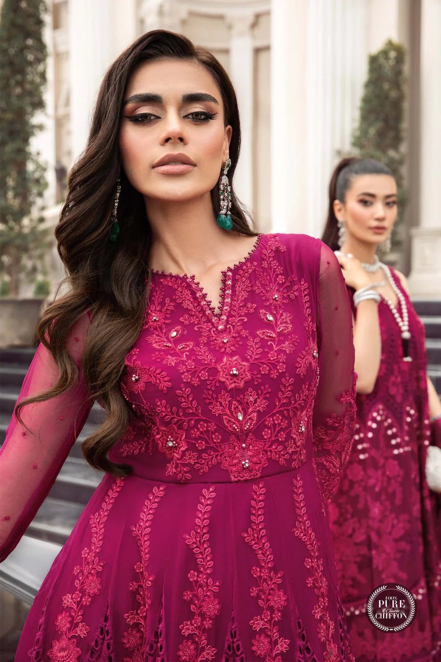 Stitched Chiffon | MPC-23-107 Magenta Pink
